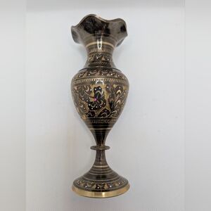 Vintage Etched Brass Vase